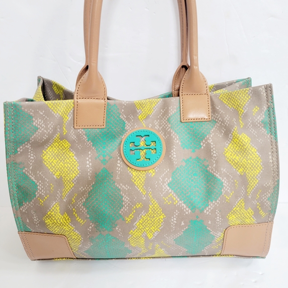 Tory Burch Multicolor Snake Printed Coated Canvas and Leather Handles Ella Tote - Picture 2 of 13